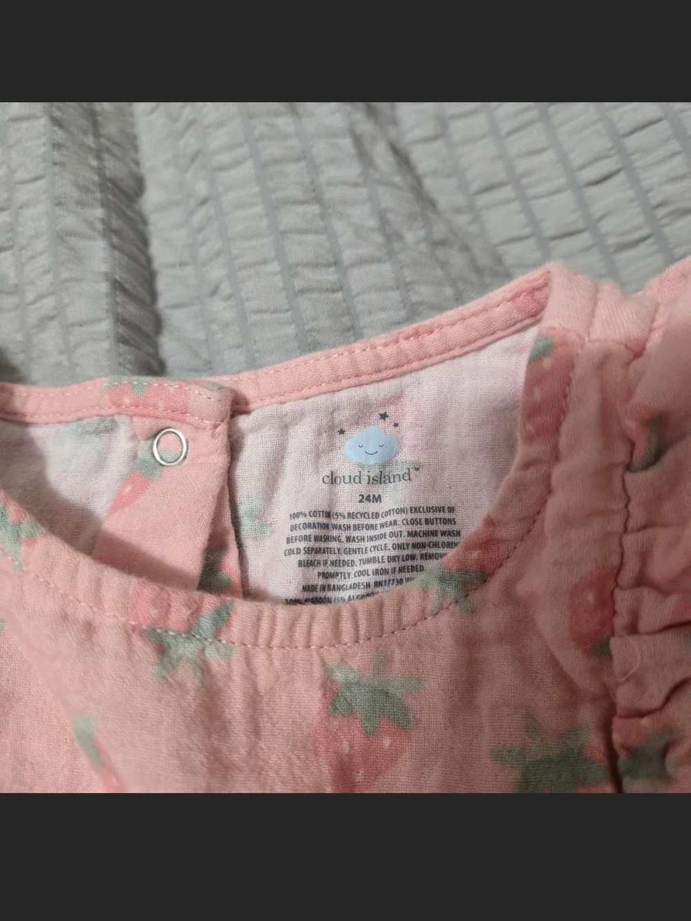 cloud island Pink Strawberry Print Baby One-Piece Romper